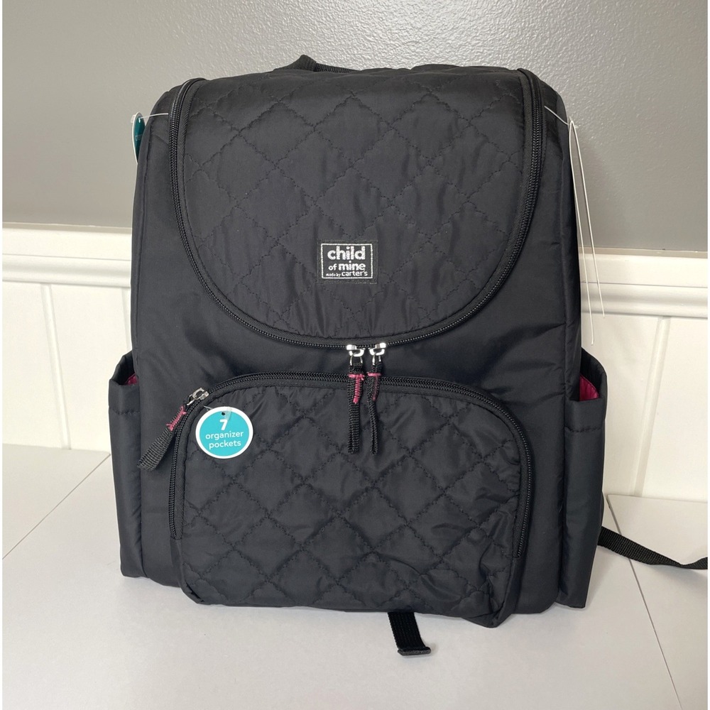 Child of Mine by Carter's Trellis Quilted Diaper Backpack - Black Quilted